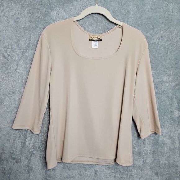 Creative Design works Top Women's Large beige stretch Nylon blend USA - Picture 1 of 9